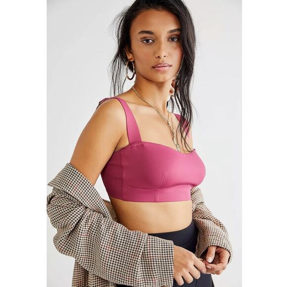 Free People Naomi Longline Bra in Dry Rose XS NWT - Picture 2 of 7